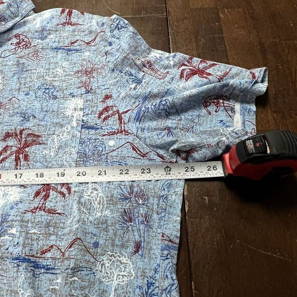 Johnny-O Hangin' Out Blue Graphic Wipeout Short Sleeve Polo Stretch Men's Size L - Picture 9 of 10